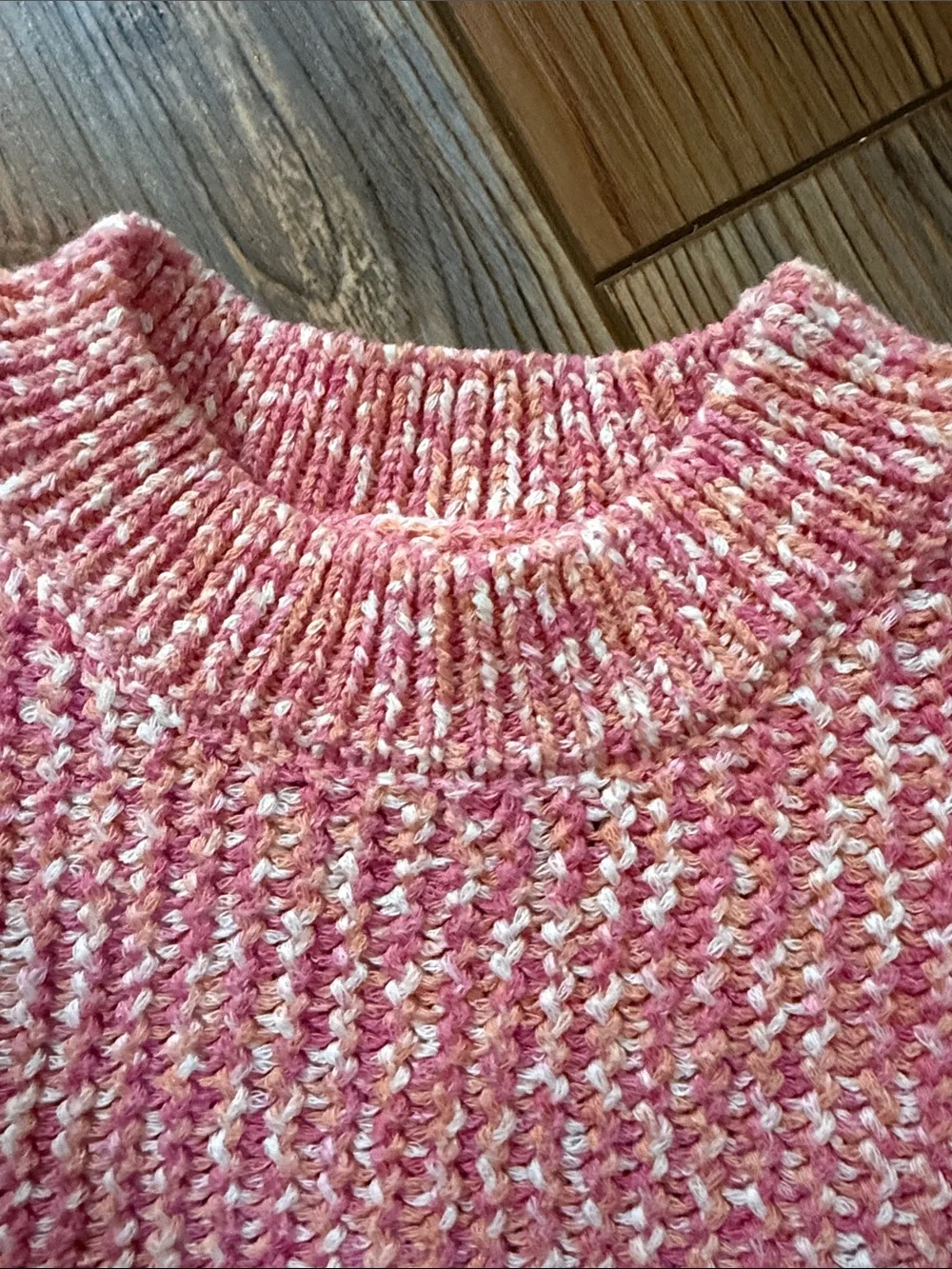 Zara Pink Multitone Bouclé Crewneck Sweater